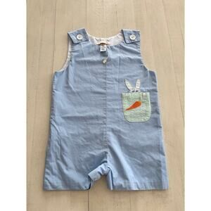 The Beaufort Bonnet Company Pocket Bunny Easter Romper Size 3T Baby Blue